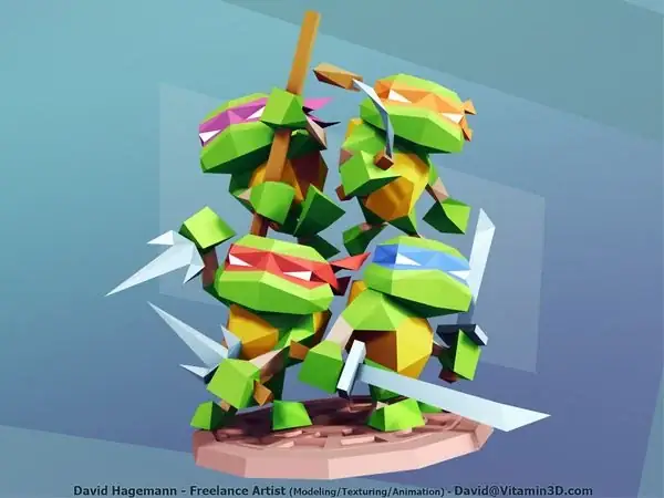 Low Poly Teenage Mutant Ninja Turtles
