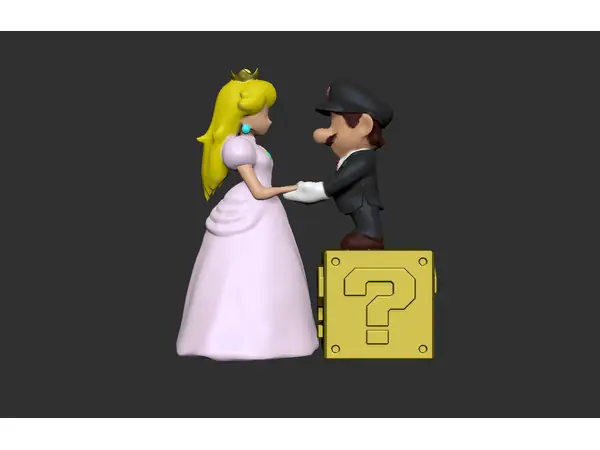 Mario and Peach- Wedding Cake Topper