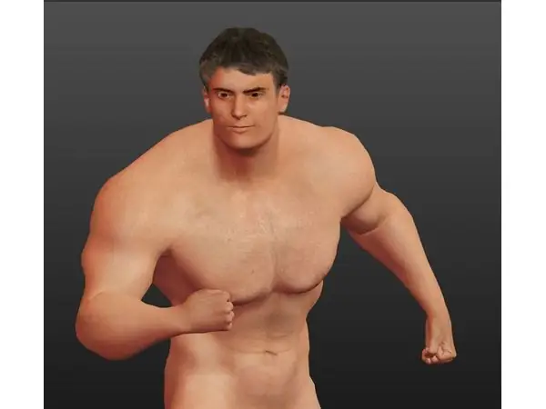 muscle man low poly statue bodybuilding pose
