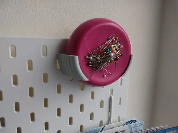 Ikea SKÅDIS bracket for "Grabbit" magnetic pincushion by Blue Feather Products