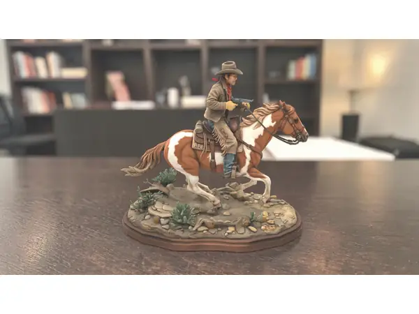 Cowboy on Horse Diorama Sculpture | 3D Printing STL Model Files