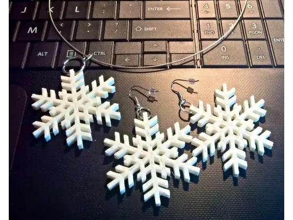 Snowflake pendant and earrings
