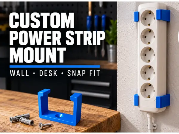 Custom Power Strip Wall Mount – Parametric Snap-Fit Holder