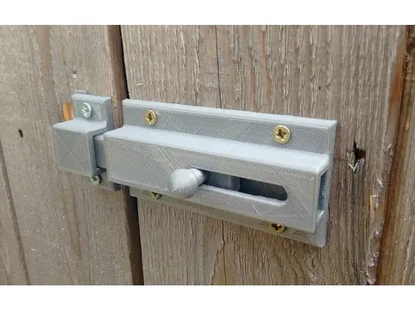 Sliding Door bolt Print fully assembled