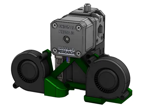 Dual Part Cooling Fan Mount / Shroud with Nozzle View for Prusa i3 MK3