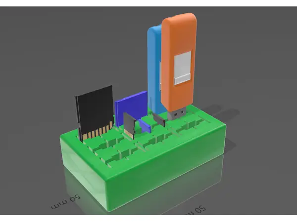 Parametric USB SD microSD card organizer holder
