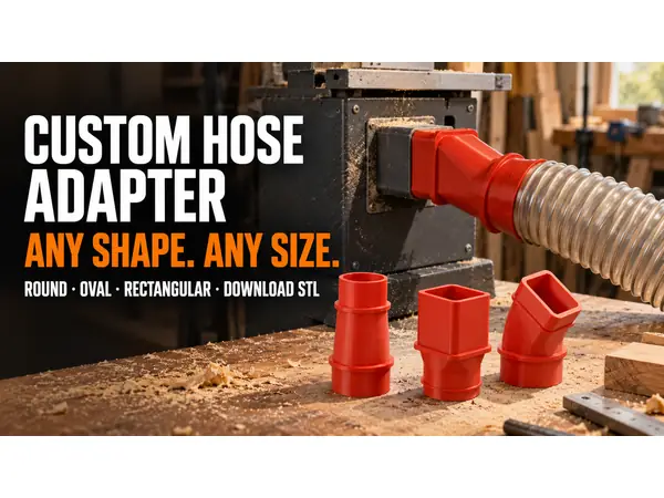 Custom Vacuum Hose & Dust Collection Adapter – Parametric STL