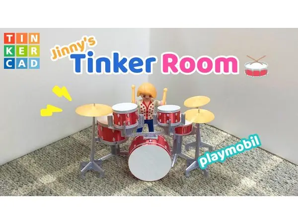 Miniature Drum set for Playmobil with Tinkercad