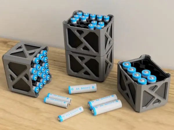 Industrial Stackable Battery Organizer for AA & AAA | Storage Container Holder