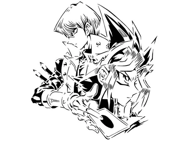 Yugi and Kaiba stencil 2