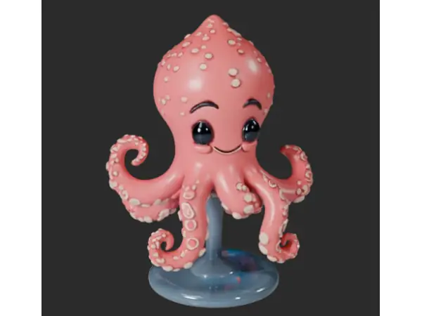 Cute squid on a stand