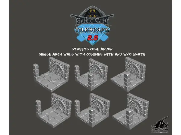 Tilescape™ GOTHIC CITY Addon Street Arch Wall with Columns
