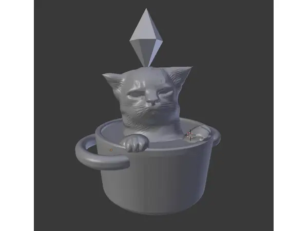 The Sims Meme Cat in the pot