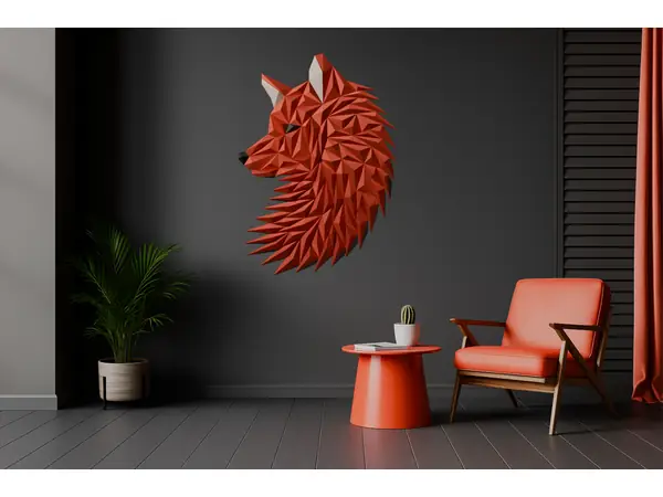 Geometric Wolf (fox) head wall art