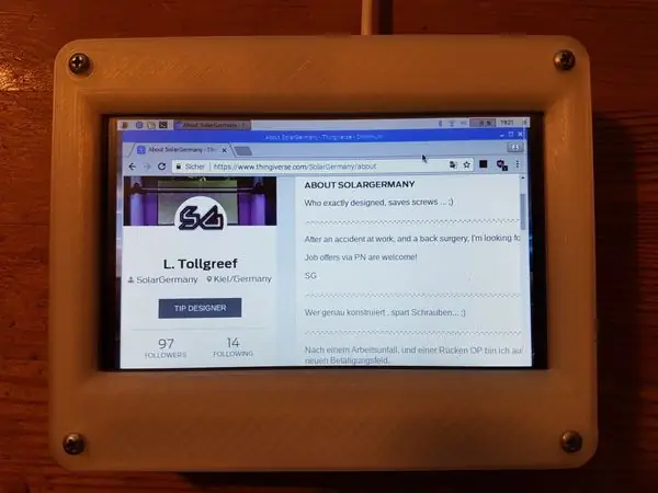 Raspberry PI 3 with 800x480 touch Display Housing -- RPI 3 mit 800x480 touch Display Gehäuse