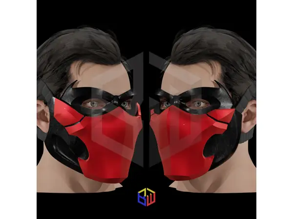 Red Ronin Half Mask with separate Domino Mask