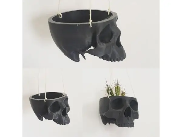 Skull Bowl Remix into Skull Hanging Planter / Pot