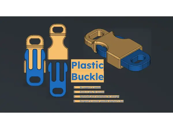 Plastic Buckle (Designed for 3d printing with zero supports)