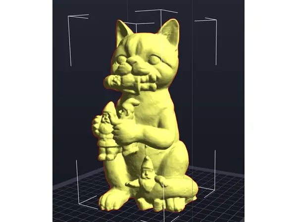 Cat eating garden gnomes