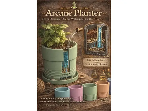 Arcane Dainage Planter - Deepwatering Rock Simulating Smart Garden Planter