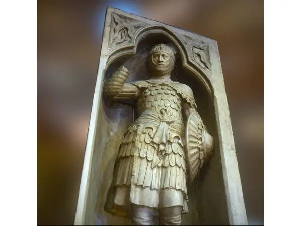 Knight in armor and with shield