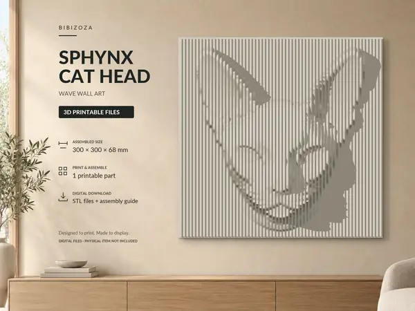 Sphynx Cat Head Wave Wall Art