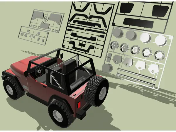 Jeep Wrangler Sahara – Easy to print 3D Model Kit