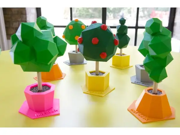 Low poly tree sculptures