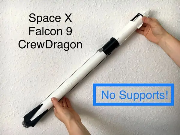 1:110 and 1:96 Space X Falcon 9 with Crew Dragon - No Supports - No Painting