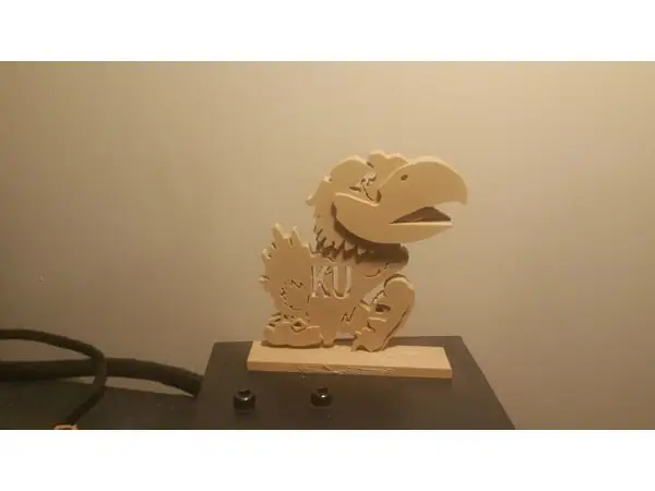 Jayhawk on a stand