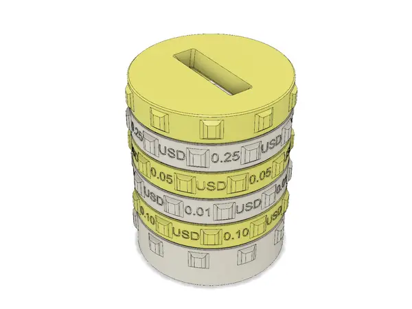 Sorting Piggy Bank USD EUR (XS size)