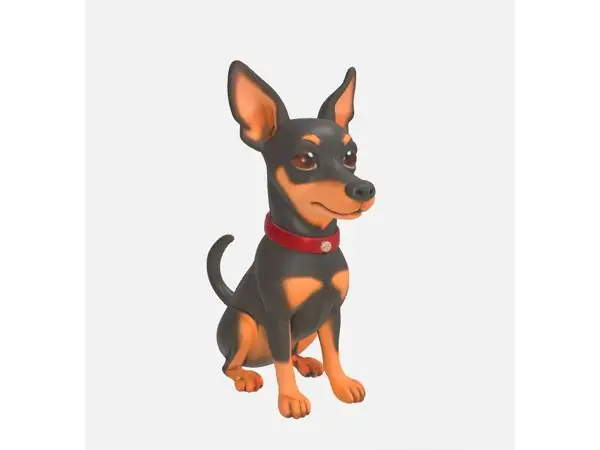 3D Miniature Pinscher Dog Figure V2