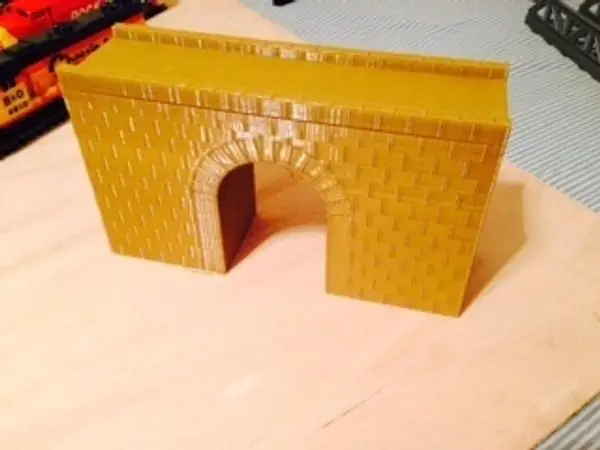 Model railroad, brick arch bridge