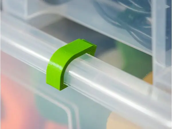 Lid clips for the smaller IKEA SAMLA storage boxes