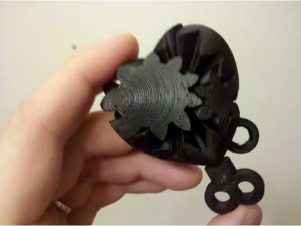 Keyed Heart Gears Keychain