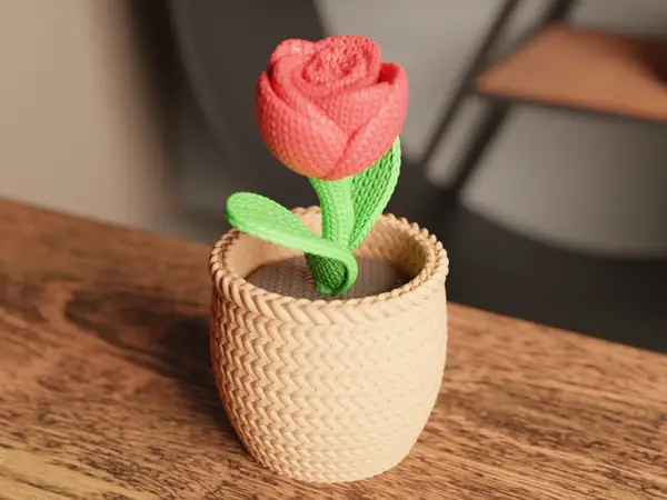 3D Crochet Rose – Cute Faux Flower Sculpture
