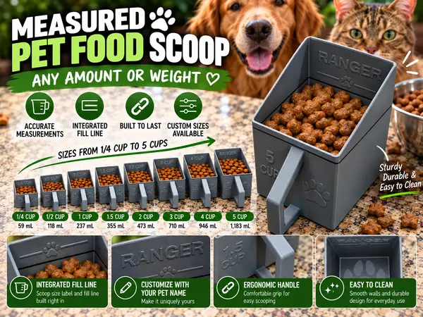 Measured Pet Food Scoop - Any Size or Weight 