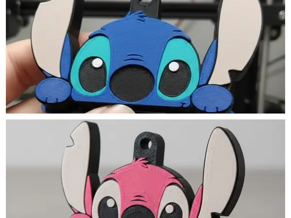 Adorable Abridor de latas llavero Stich y Angela