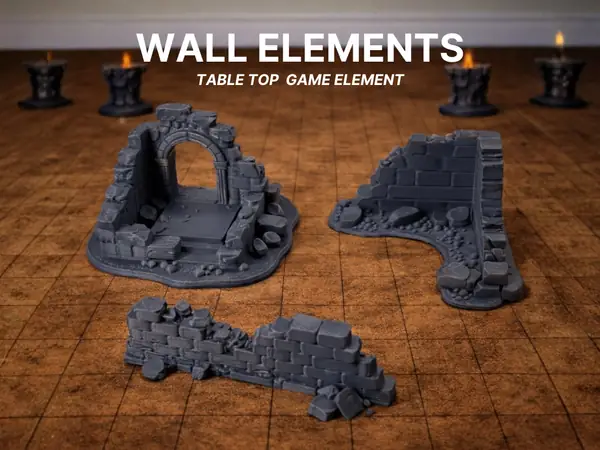 Zerstörte Mauer Elemente Terrain Gebäude Tor DnD 