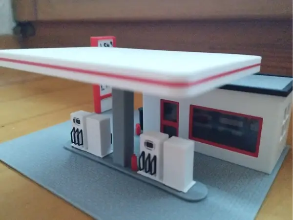 Gas Station h0 / HO 1:87 for modeltrain or diorama