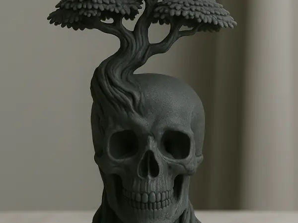 Tree of Life on Skull – Symbolic 3D Sculpture