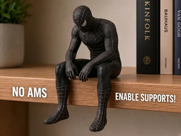 Figura de Spiderman negro triste en una repisa