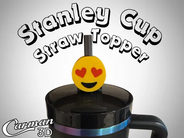 Heart Eyes Emoji Stanley Cup Straw Topper