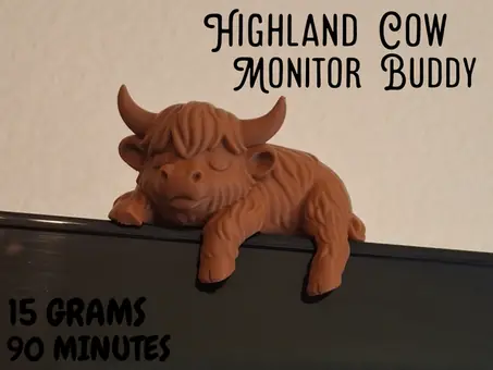 Sleeping Highland Cow Monitor Buddy