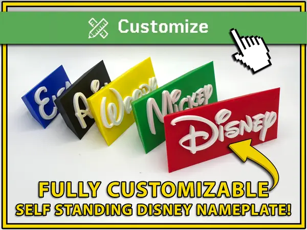 Disney Font Self Standing Customizable Name Plate
