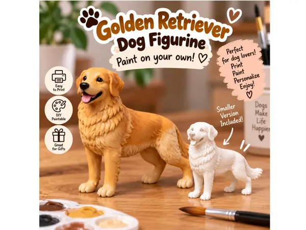Golden Retriever Dog Figurine – Puppy Cute
