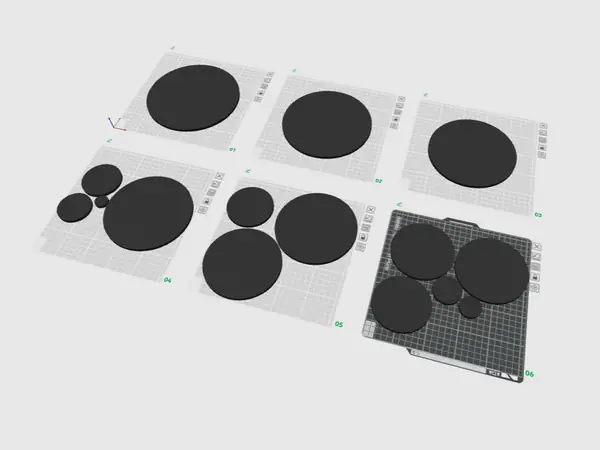 1/4 - 3/4 inch thick discs, 1 - 8 inch diameters