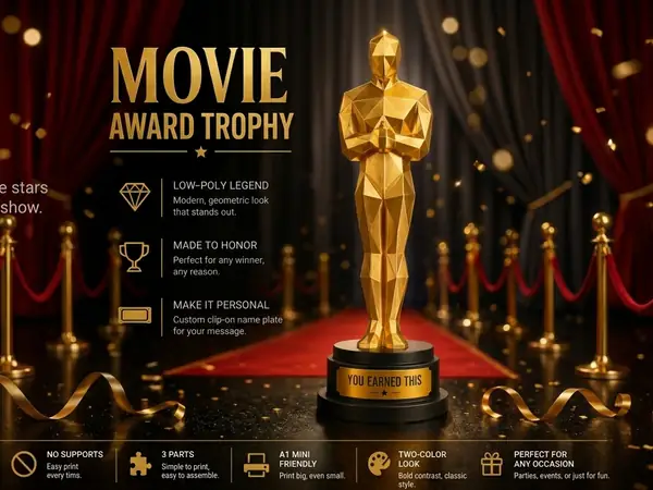 Movie Award Trophy & Custom Name Plate