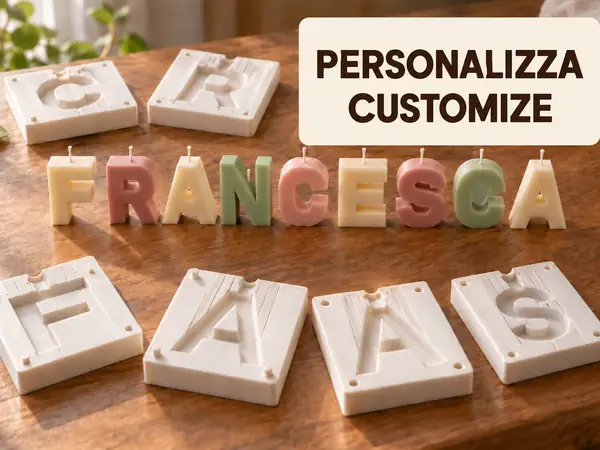 Candele Lettere A  Z Stampo Personalizzabile NOAMS