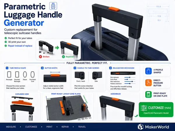 Parametric Luggage Handle Generator Suitcase